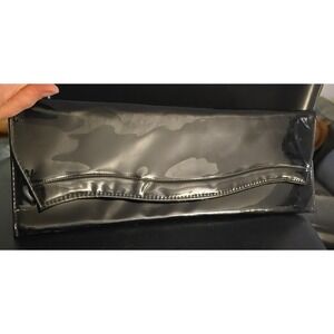Vintage Long Formal Clutch Purse Black Patent Leather Goth Prom Wedding 14"x5"
